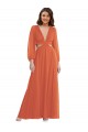 Open Back Soft Chiffon V-Neck Long Long Sleeves High Low Evening Gown / Bridesmaid Dress Toowoomba