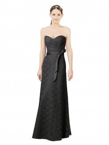 Slate Grey Lace Sweetheart Long Sleeveless Bridesmaid Dress Toowoomba