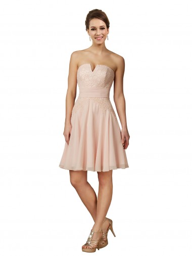 Soft Chiffon & Lace Sweetheart Knee Length Sleeveless Bridesmaid Dress Toowoomba