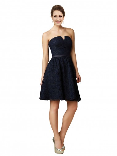 Lace V-Neck Knee Length Sleeveless Bridesmaid Dress Toowoomba