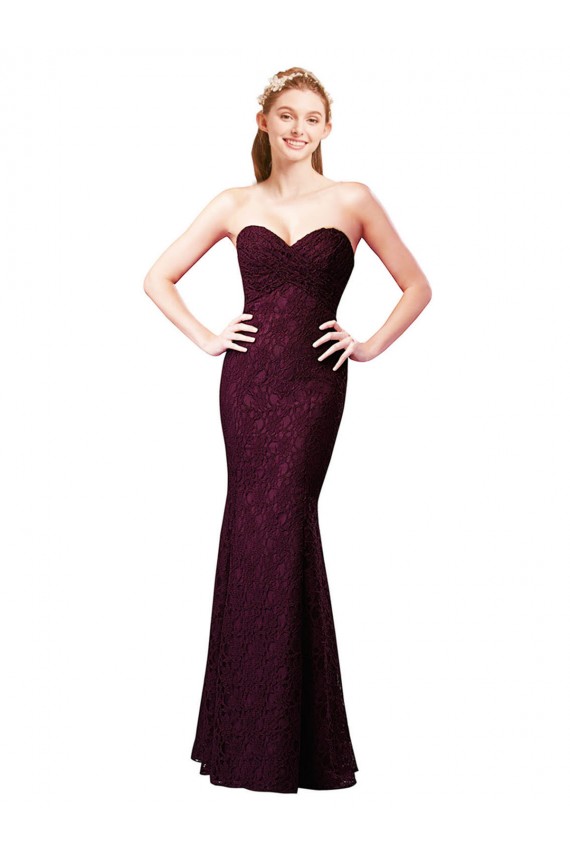 Grape Lace Sweetheart Long Sleeveless Bridesmaid Dress Toowoomba