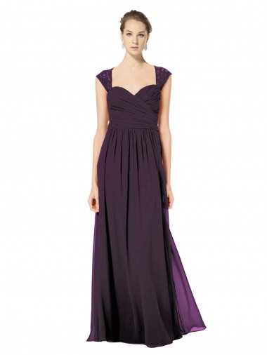 Keyhole Back Soft Chiffon & Lace Sweetheart Long Sleeveless Formal Dress / Bridesmaid Dress Toowoomba