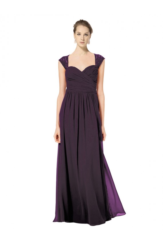 Keyhole Back Soft Chiffon & Lace Sweetheart Long Sleeveless Formal Dress / Bridesmaid Dress Toowoomba