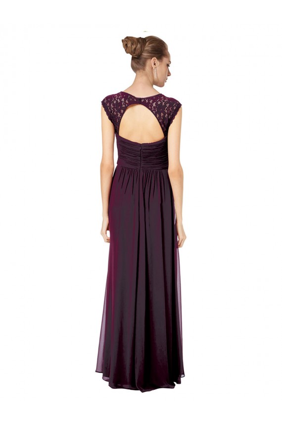 Keyhole Back Soft Chiffon & Lace Sweetheart Long Sleeveless Formal Dress / Bridesmaid Dress Toowoomba