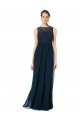 Keyhole Back Chiffon & Lace Bateau Neck Long Sleeveless Bridesmaid Dress Toowoomba