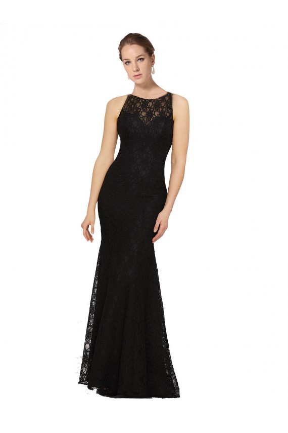 Open Back Lace Jewel Neck Long Sleeveless Bridesmaid Dress Toowoomba