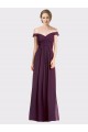 Low Back Grape Soft Chiffon & Lace Off the Shoulder Long Sleeveless Bridesmaid Dress Toowoomba