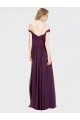 Low Back Grape Soft Chiffon & Lace Off the Shoulder Long Sleeveless Bridesmaid Dress Toowoomba