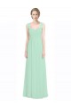 Keyhole Back Mint Green Soft Chiffon & Lace Sweetheart Long Sleeveless Bridesmaid Dress Toowoomba