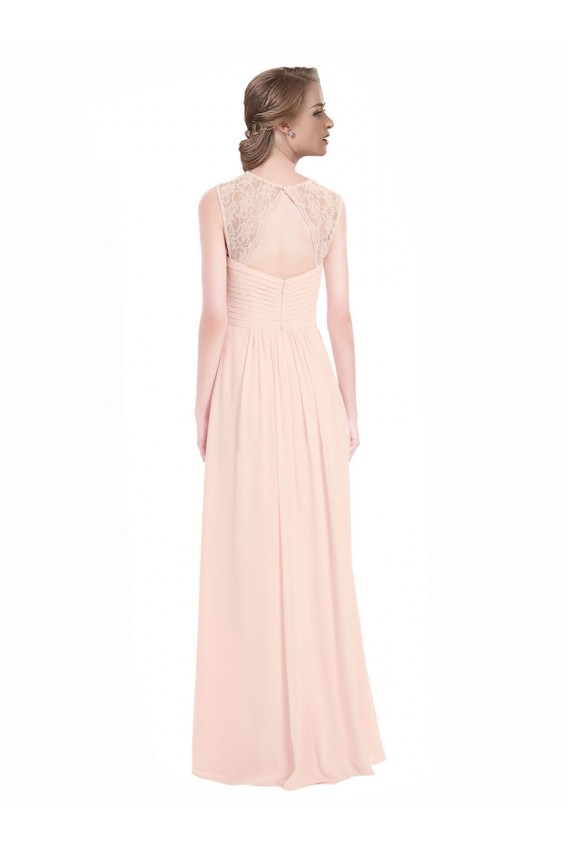 Keyhole Back Mint Green Soft Chiffon & Lace Sweetheart Long Sleeveless Bridesmaid Dress Toowoomba
