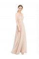 Keyhole Back Soft Chiffon & Lace Halter Neck Long Sleeveless Prom Dress / Bridesmaid Dress Toowoomba