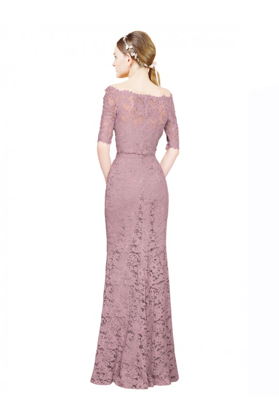 Lace Off the Shoulder Short Sleeves Long Prom Dress / Bridesmaid Dress Toowoomba