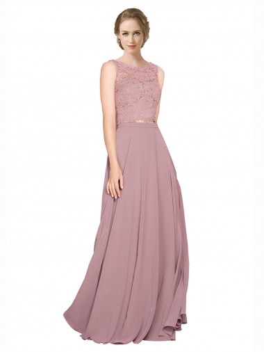 Soft Chiffon & Lace Illusion Neck Long Sleeveless Black Tie Prom Dress / Bridesmaid Dress Toowoomba