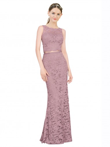 Mermaid Lace Illusion Neck Long Sleeveless Prom Dress / Bridesmaid Dress Toowoomba