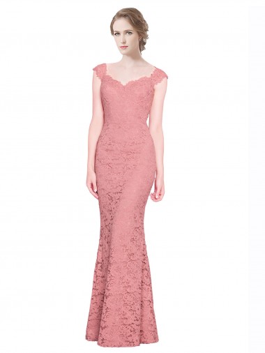 Salmon Lace Sweetheart Long Sleeveless Prom Dress / Bridesmaid Dress Toowoomba