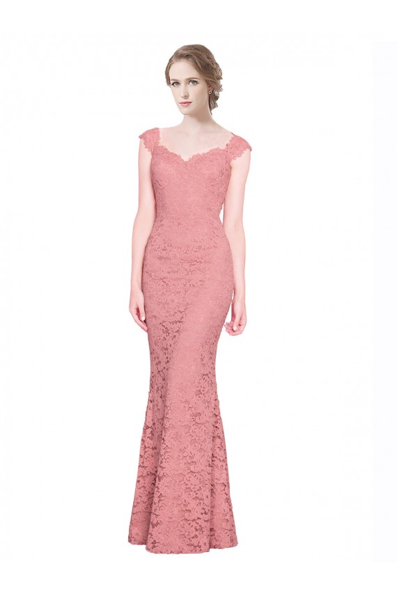 Salmon Lace Sweetheart Long Sleeveless Prom Dress / Bridesmaid Dress Toowoomba