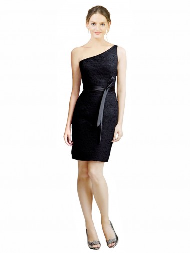 Open Back Lace One Shoulder Knee Length Sleeveless Bridesmaid Dress Toowoomba