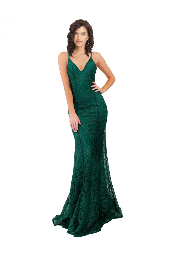 Open Back Lace V-Neck Long Sleeveless Black Tie Evening Gown / Prom Dress / Bridesmaid Dress Toowoomba