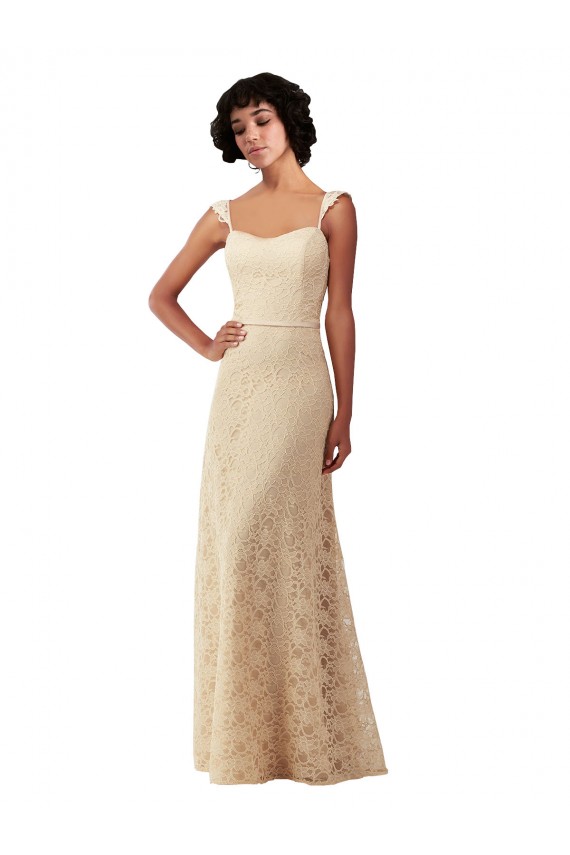 Champagne Lace Sweetheart Long Sleeveless Bridesmaid Dress Toowoomba