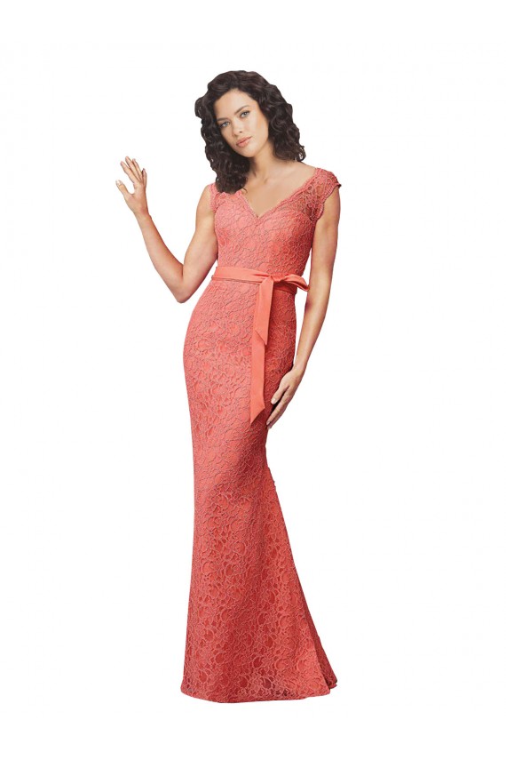 Open Back Lace V-Neck Long Sleeveless Bridesmaid Dress Toowoomba