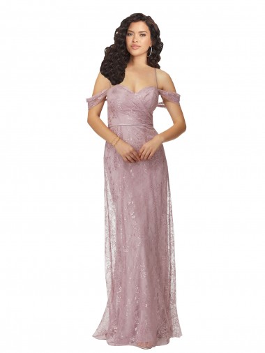Keyhole Back Lace Off the Shoulder Long Sleeveless Bridesmaid Dress Toowoomba