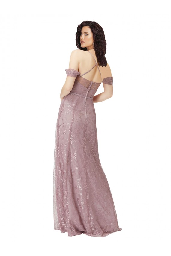 Keyhole Back Lace Off the Shoulder Long Sleeveless Bridesmaid Dress Toowoomba