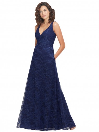 Low Back Lace V-Neck Long Sleeveless Bridesmaid Dress Toowoomba
