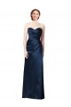 Dark Navy Satin Sweetheart Long Sleeveless Bridesmaid Dress Toowoomba