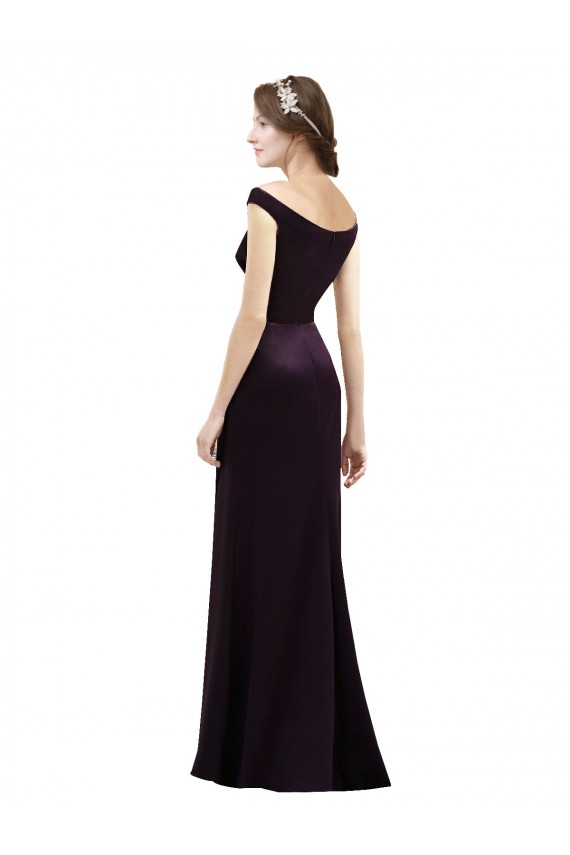 Satin Off the Shoulder Long Cap Sleeves Bridesmaid Dress Toowoomba
