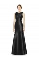 Keyhole Back Black Satin High Neck Long Sleeveless Bridesmaid Dress Toowoomba