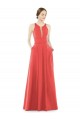 Firecracker Satin Jewel Neck Long Sleeveless Bridesmaid Dress Toowoomba
