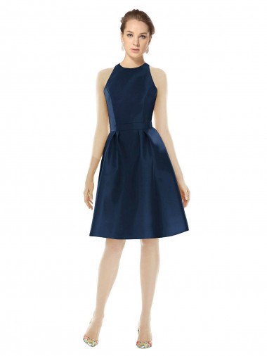 Satin Halter Neck Cocktail Length Sleeveless Bridesmaid Dress Toowoomba