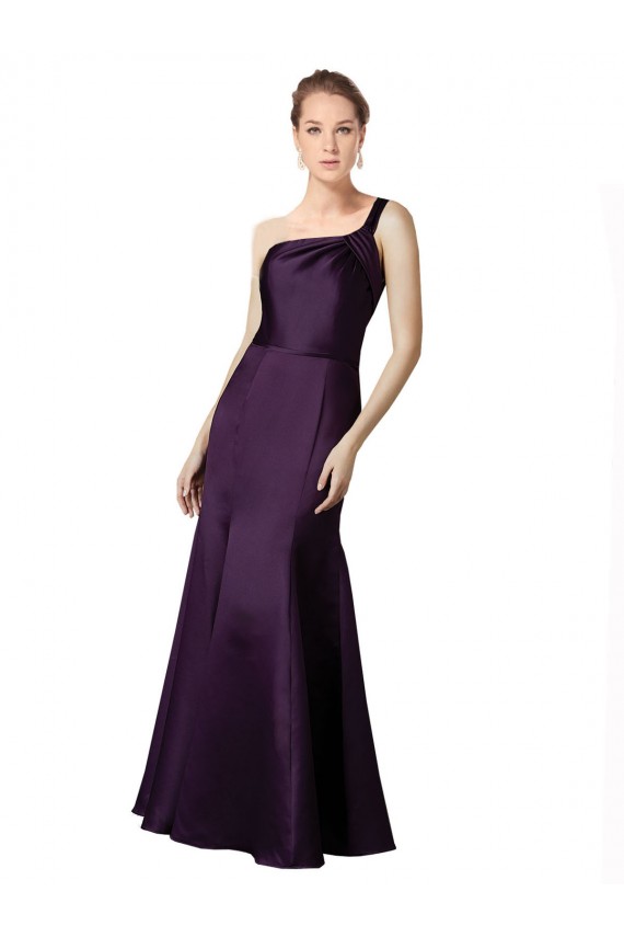 Grape Satin One Shoulder Long Sleeveless Prom Dress / Bridesmaid Dress Toowoomba