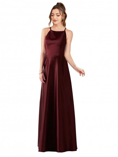 Satin Halter Neck Long Sleeveless Prom Dress / Bridesmaid Dress Toowoomba