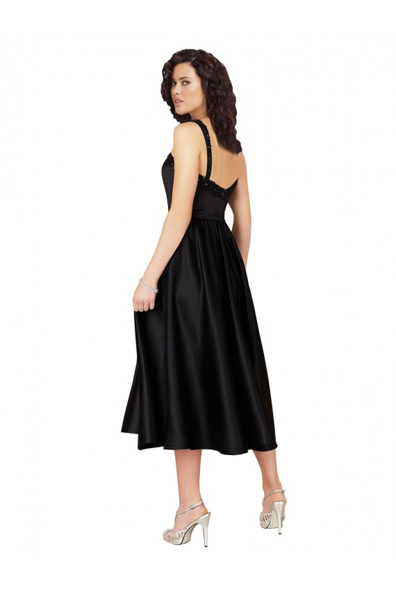 Satin Square Neck Knee Length Sleeveless Prom Dress / Bridesmaid Dress Toowoomba