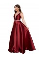V-Back Satin V-Neck Long Sleeveless Formal Plus Size Evening Gown / Prom Dress / Bridesmaid Dress Toowoomba