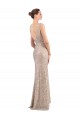 V-Back Silver Sequin & Sparkling Sequin V-Neck Long Sleeveless Formal Evening Gown / Prom Dress / Bridesmaid Dress Toowoomba