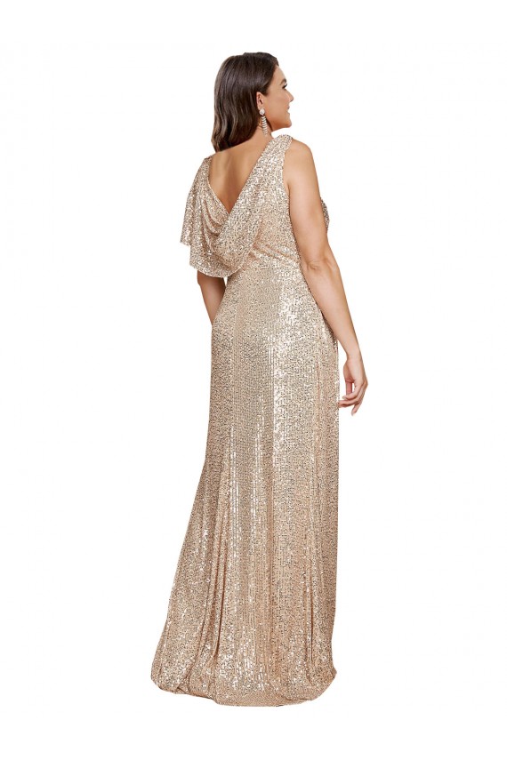 Sequin V-Neck Long Sleeveless Black Tie Plus Size Evening Gown / Prom Dress / Bridesmaid Dress Toowoomba