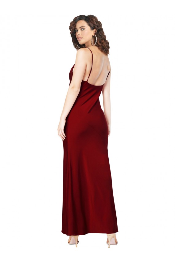 Low Back Silk like Satin Cowl Neck Long Sleeveless Black Tie Evening Gown / Prom Dress / Bridesmaid Dress Toowoomba