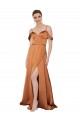Low Back Silk like Satin Spaghetti Straps Long Cold Shoulder Formal Evening Gown / Prom Dress / Bridesmaid Dress Toowoomba