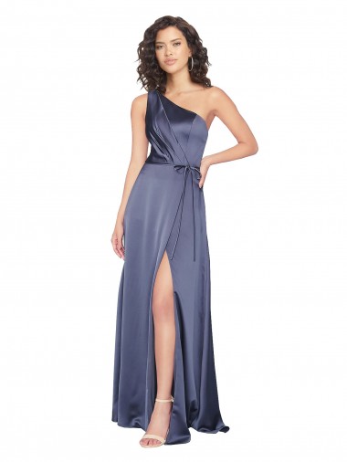 Dusk Silk like Satin One Shoulder Long Sleeveless Formal Evening Gown / Prom Dress / Bridesmaid Dress Toowoomba