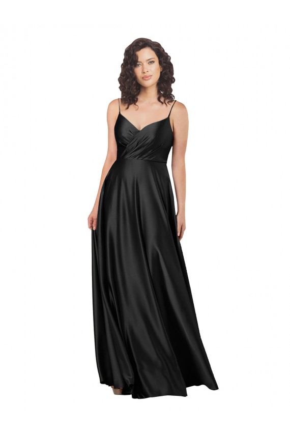 Low Back Silk like Satin V-Neck Long Sleeveless Formal Dress / Bridesmaid Dress Toowoomba