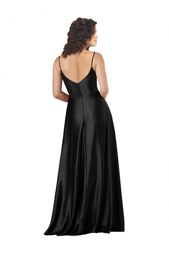 Low Back Silk like Satin V-Neck Long Sleeveless Formal Dress / Bridesmaid Dress Toowoomba