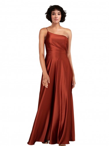 Burnt Orange Silk like Satin One Shoulder Long Sleeveless Black Tie Evening Gown / Prom Dress / Bridesmaid Dress Toowoomba