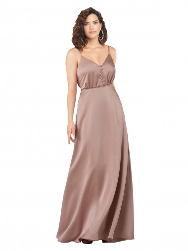 Silk like Satin V-Neck Long Sleeveless Formal Evening Gown / Bridesmaid Dress Toowoomba