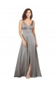Pearl Grey Silk like Satin V-Neck Long Sleeveless Formal Evening Gown / Prom Dress / Bridesmaid Dress Toowoomba