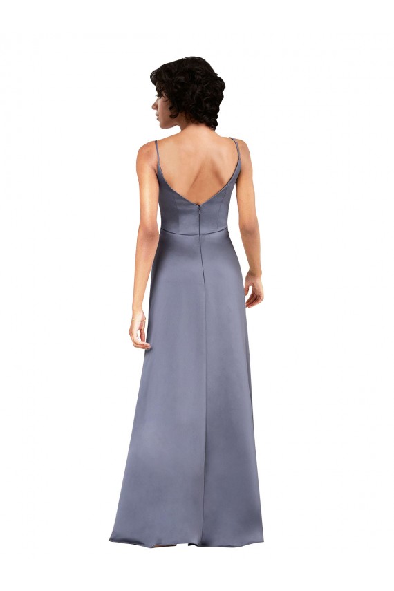 Black Silk like Satin V-Neck Long Sleeveless Formal Evening Gown / Prom Dress / Bridesmaid Dress Toowoomba