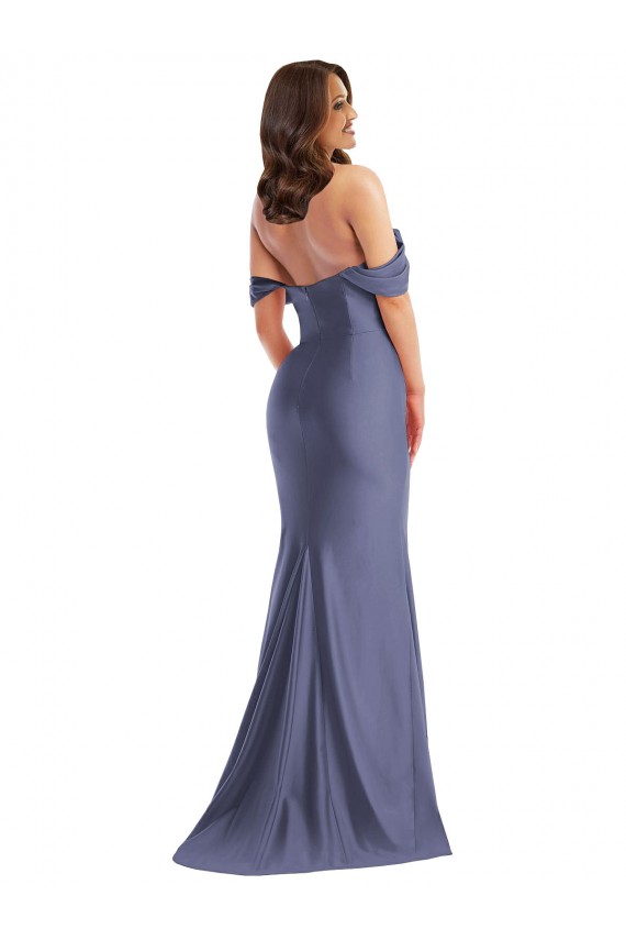 Low Back Silk like Satin Off the Shoulder Long Sleeveless Black Tie Plus Size Evening Gown / Prom Dress / Bridesmaid Dress Toowoomba