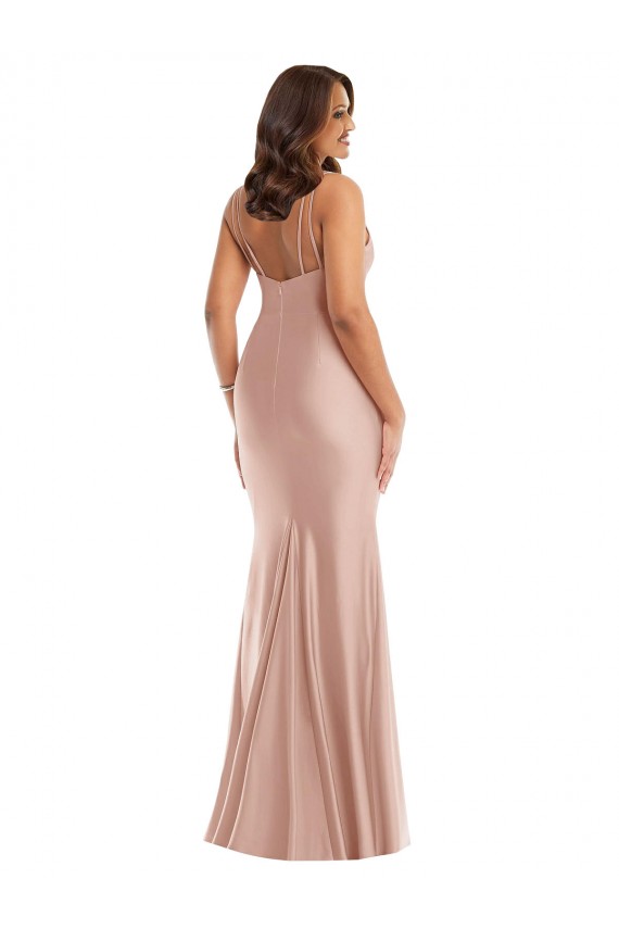 Silk like Satin V-Neck Long Sleeveless Formal Plus Size Evening Gown / Prom Dress / Bridesmaid Dress Toowoomba
