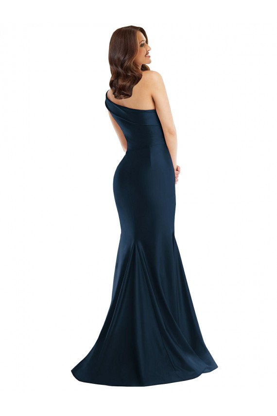 Light Sky Blue Silk like Satin One Shoulder Long Sleeveless Formal Evening Gown / Prom Dress / Bridesmaid Dress Toowoomba